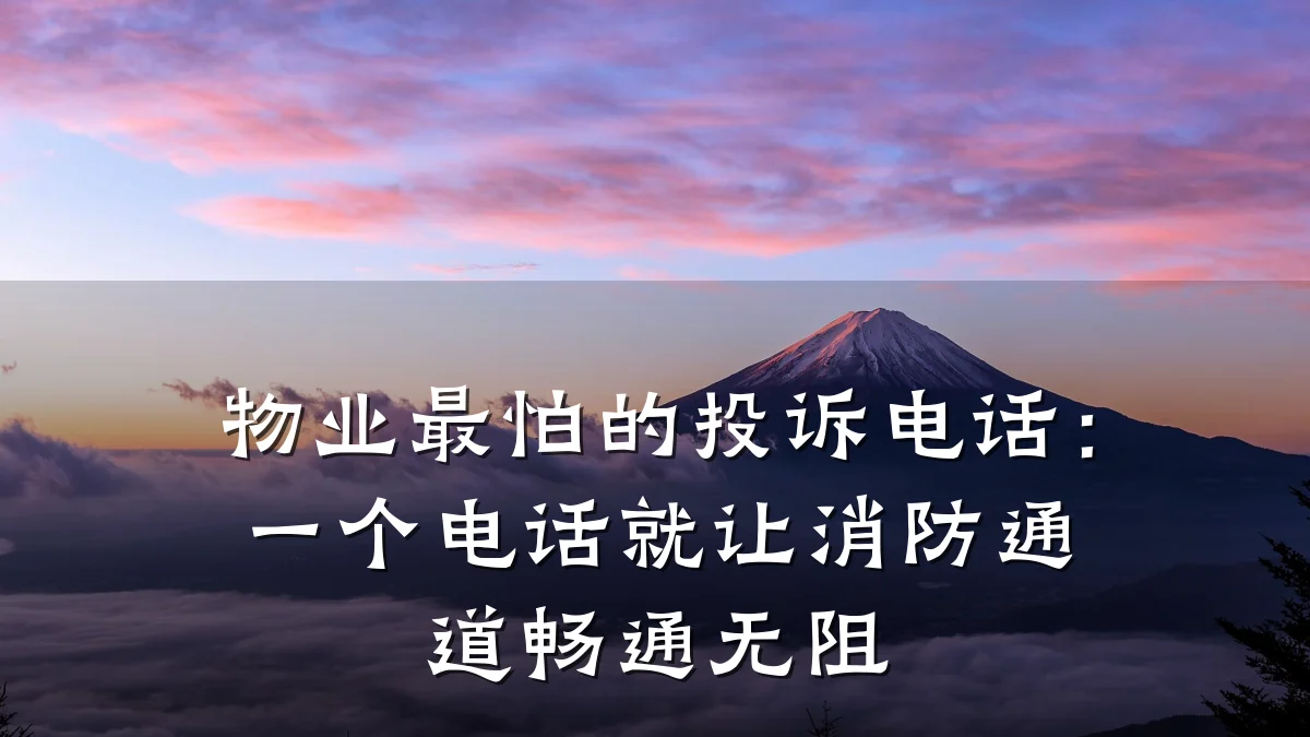 物业最怕的投诉电话:一个电话就让消防通道畅通无阻